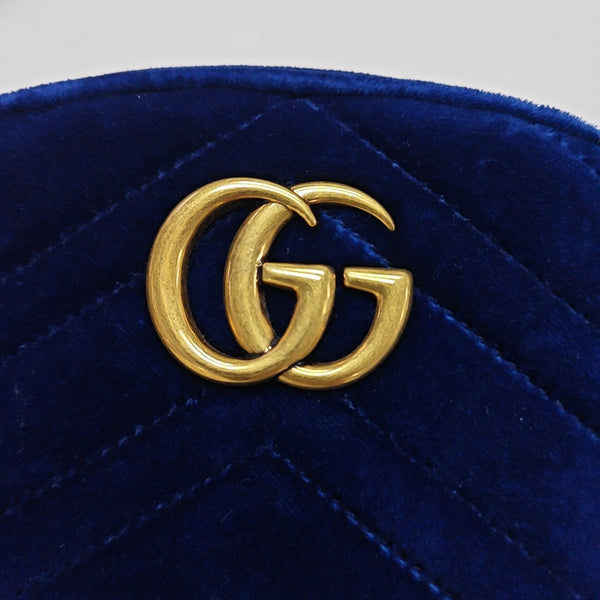 Authenticated pre-owned  GG Marmont Velvet Blue - Belt Bag at Looply