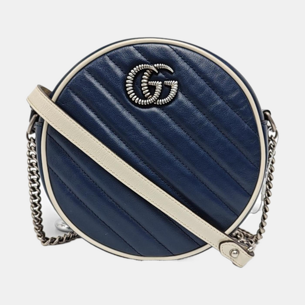 Authenticated pre-owned  GG Marmont Mini Calfskin Blue - Shoulder Bag at Looply