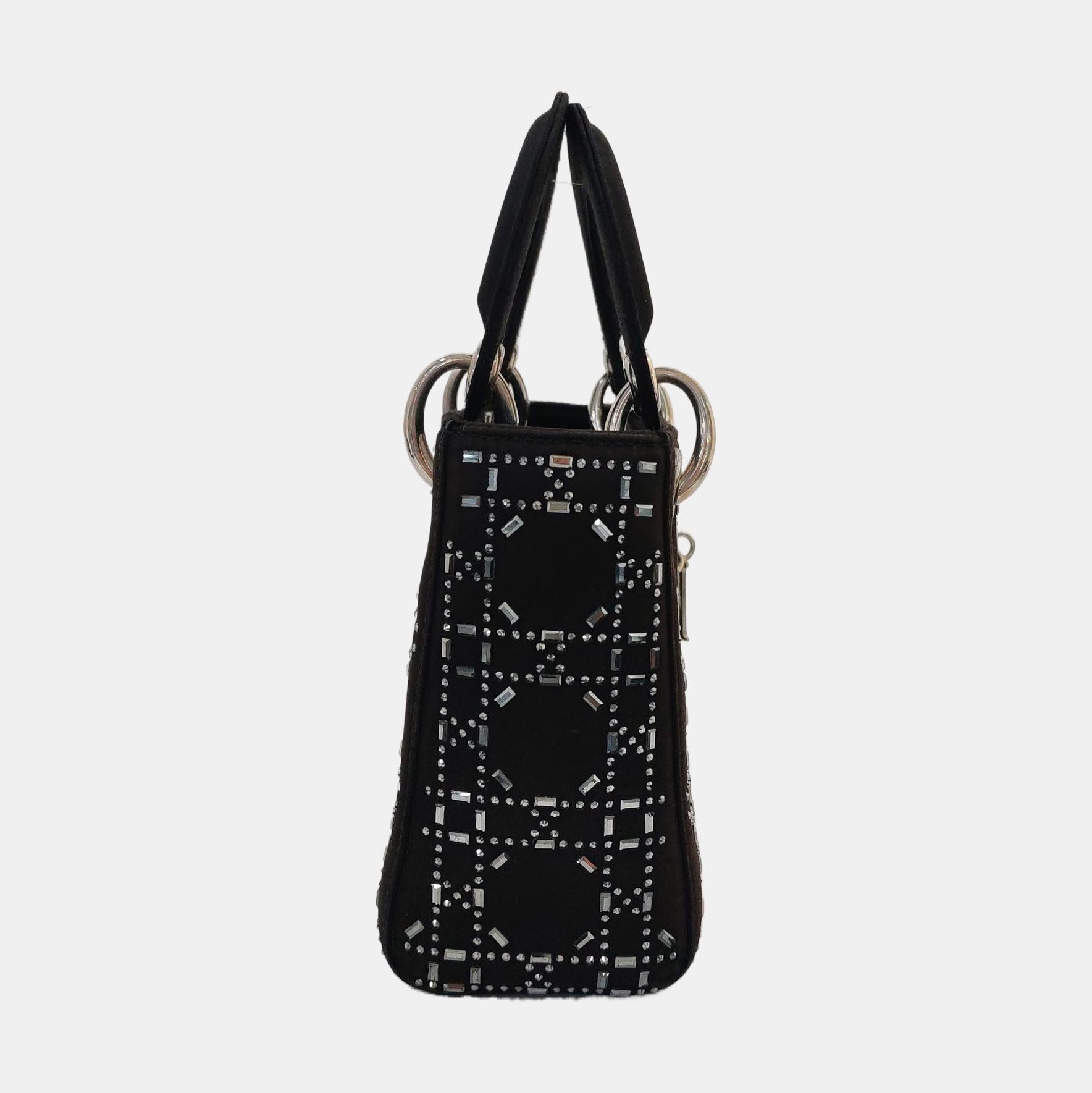 Authenticated pre-owned  Lady Dior Mini Silk Satin Black - Shoulder Bag at Looply
