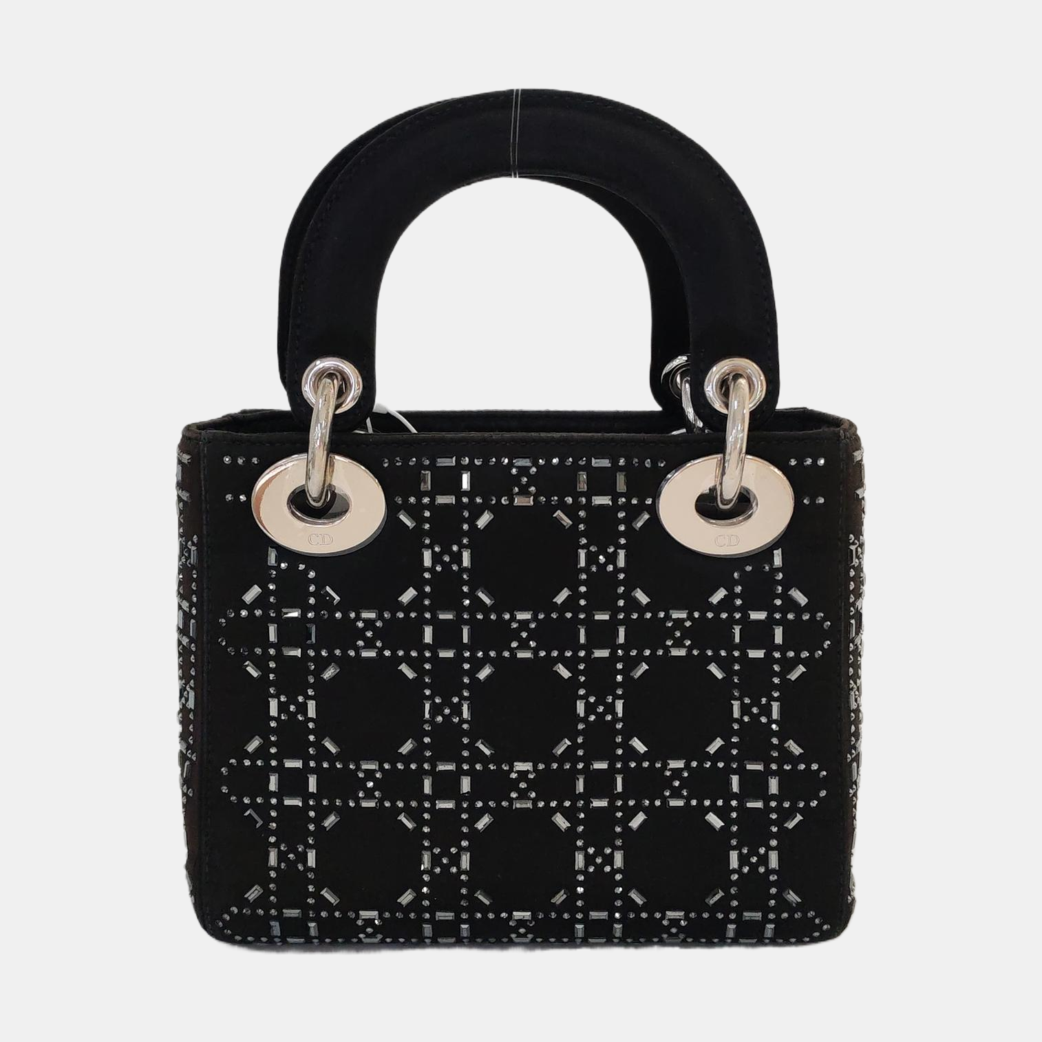 Authenticated pre-owned  Lady Dior Mini Silk Satin Black - Shoulder Bag at Looply