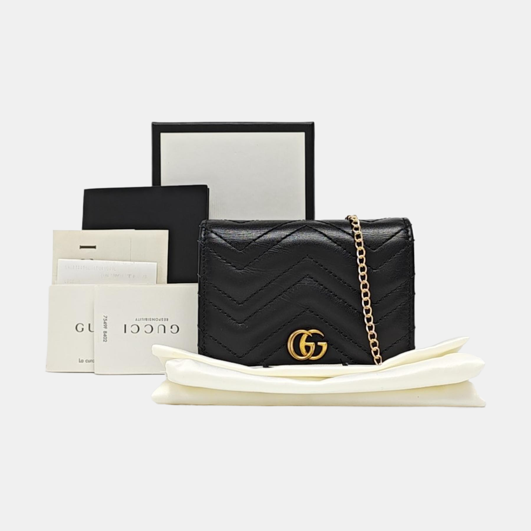 Authenticated pre-owned  GG Marmont Calfskin Black Wallet - Wallet at Looply