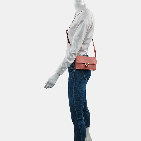 Authenticated pre-owned  Interlocking G Calfskin Pink - Shoulder Bag at Looply