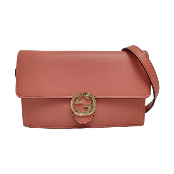 Authenticated pre-owned  Interlocking G Calfskin Pink - Shoulder Bag at Looply