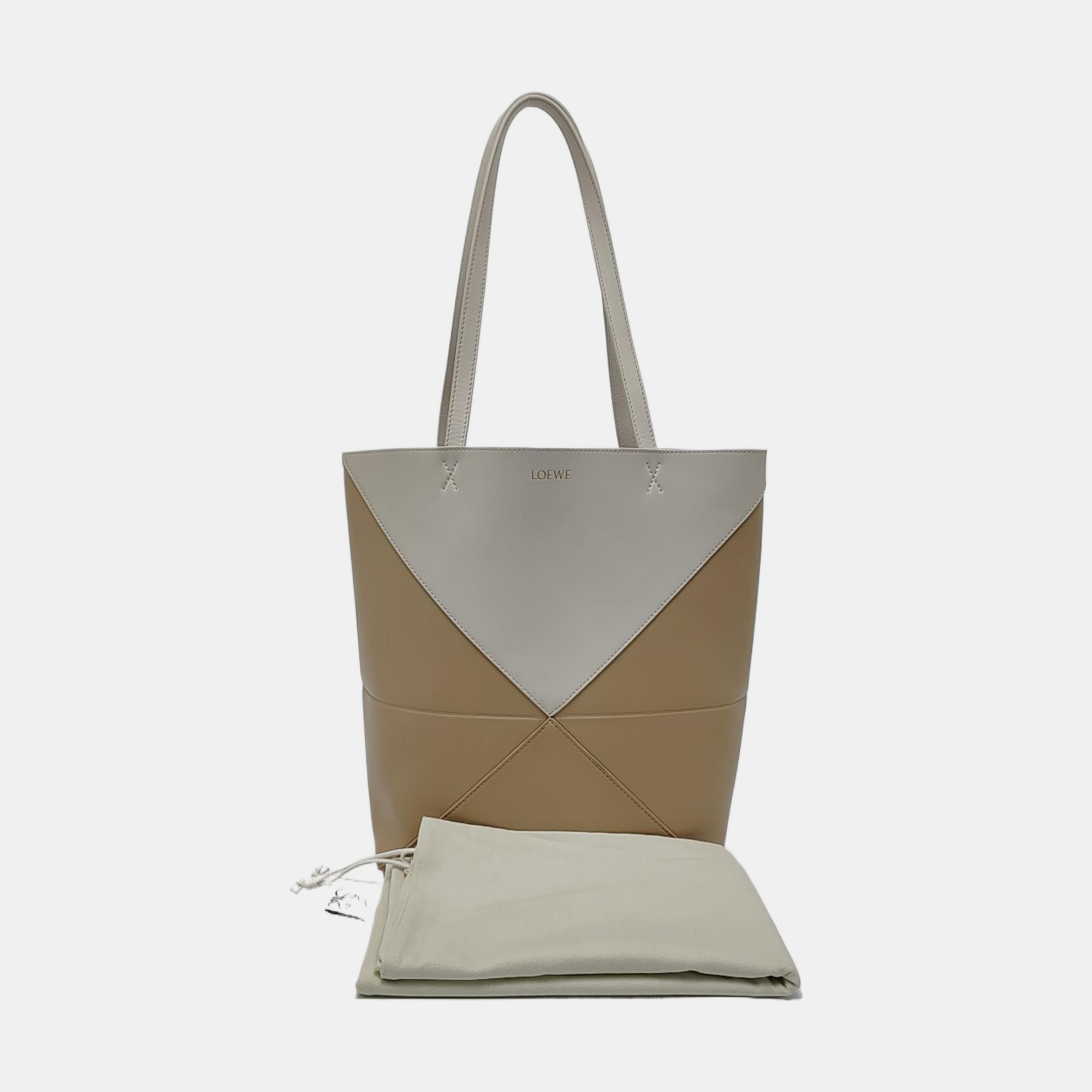 Authenticated pre-owned  Puzzle Fold Medium Calfskin Beige - Shoulder Bag at Looply