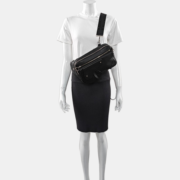 Authenticated pre-owned  Saddle Calfskin Black - Belt Bag at Looply