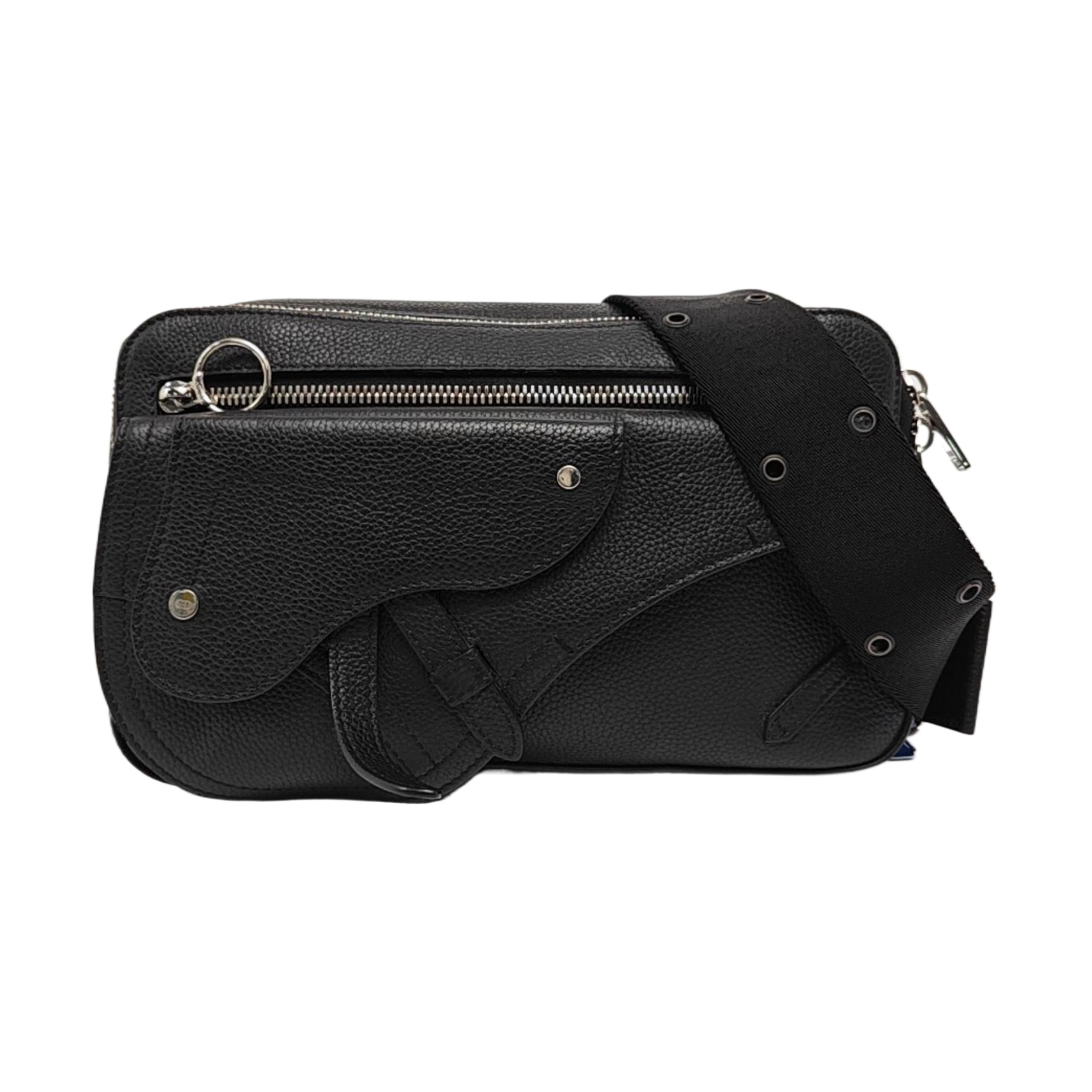Authenticated pre-owned  Saddle Calfskin Black - Belt Bag at Looply