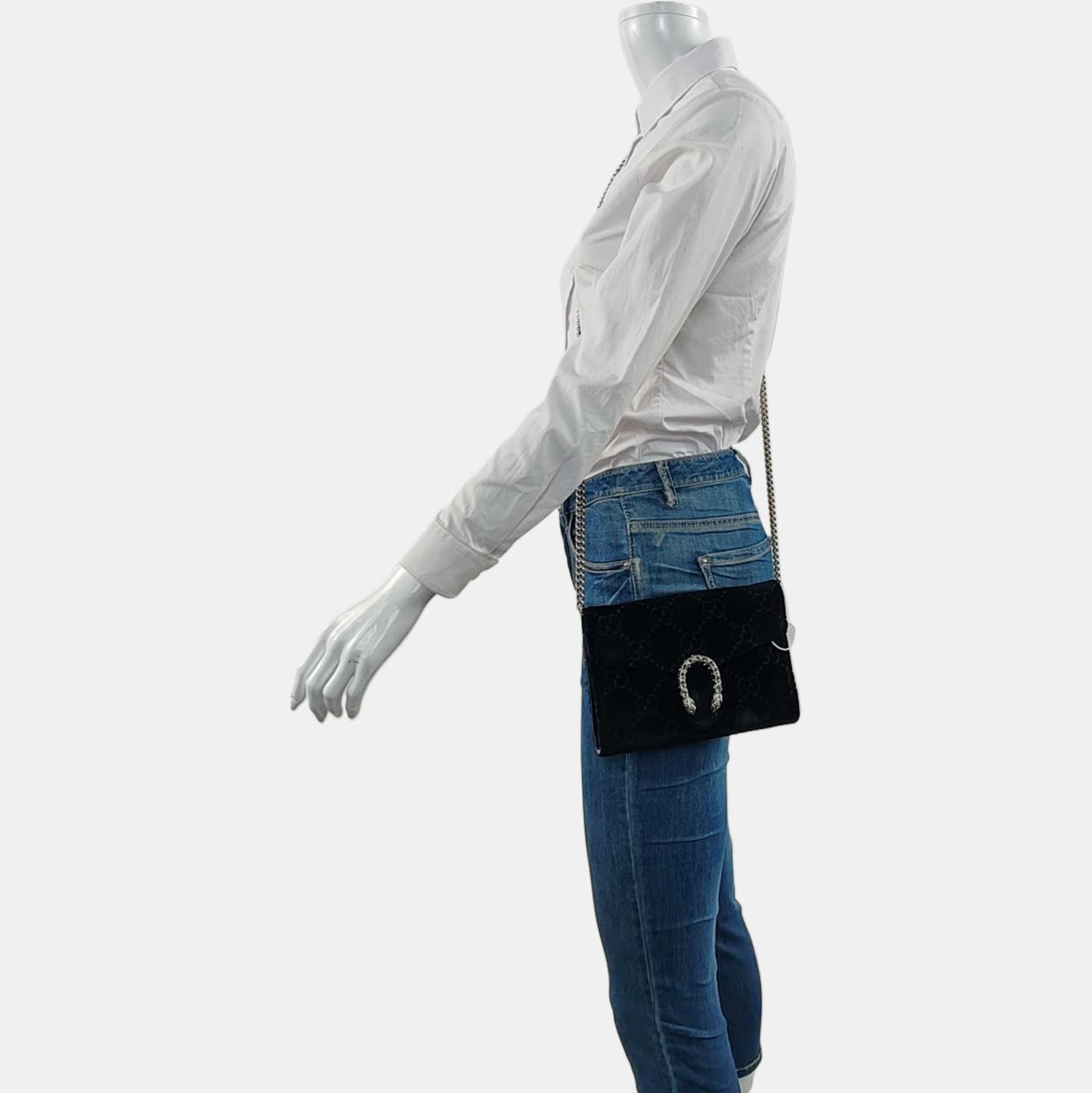 Authenticated pre-owned  Dionysus Super Mini Monogram Velvet Black - Crossbody Bag at Looply