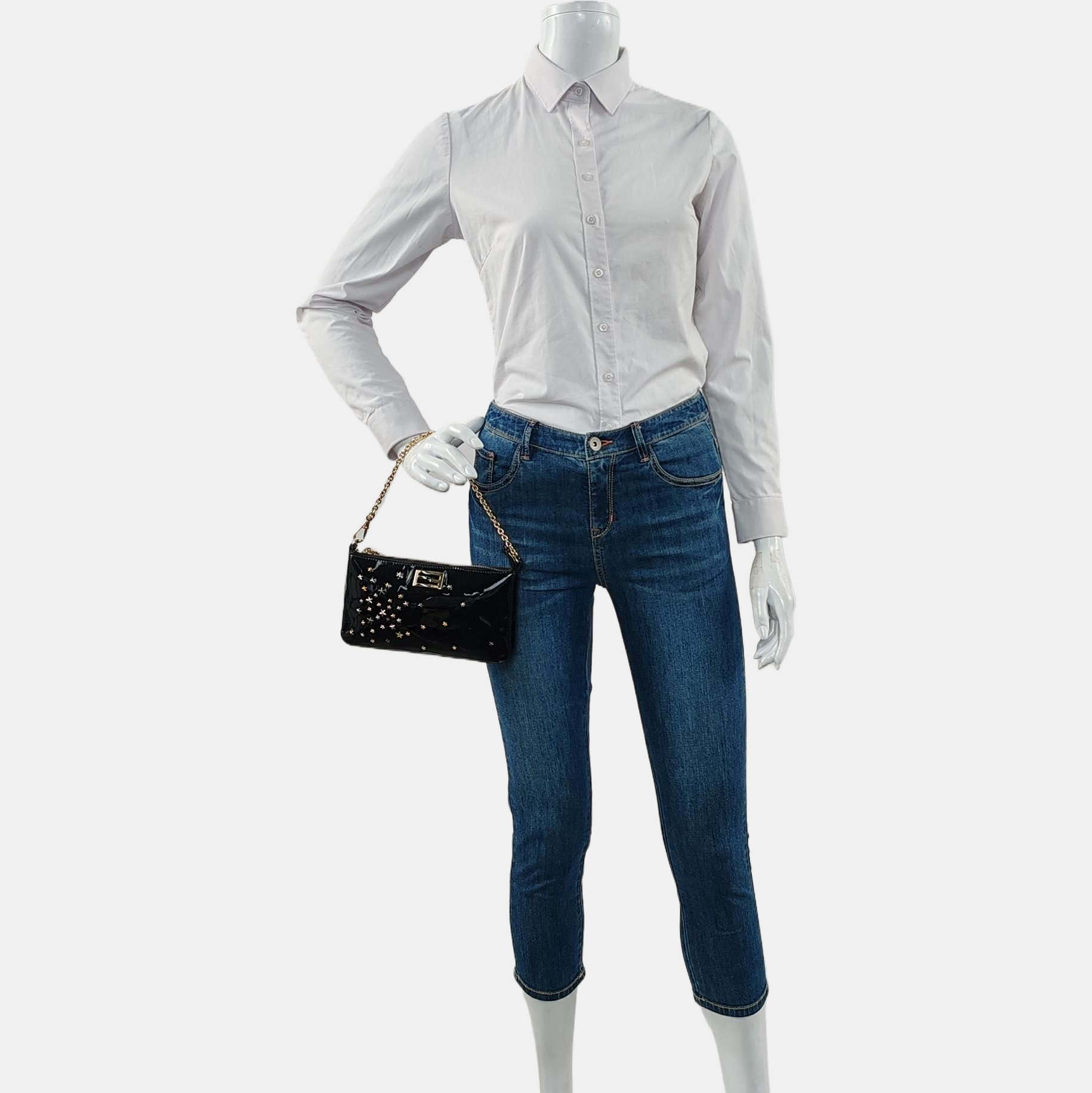 Patent Leather Top Handle Bag Black