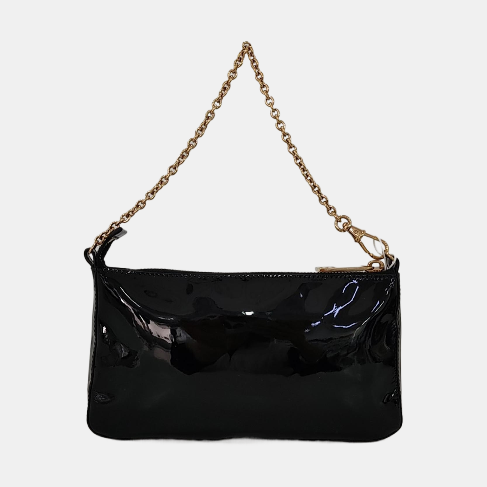 Patent Leather Top Handle Bag Black