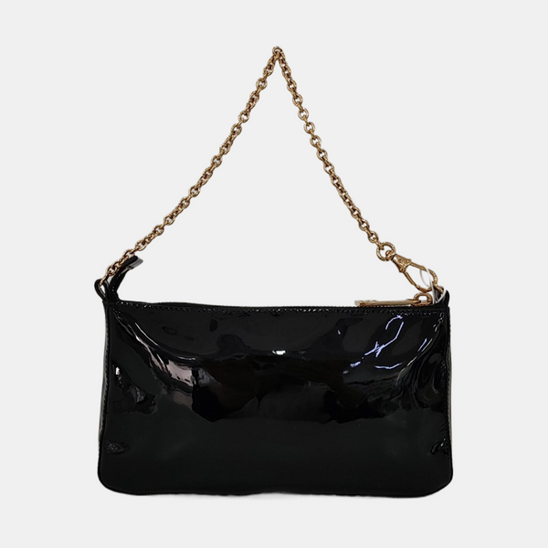 Patent Leather Top Handle Bag Black