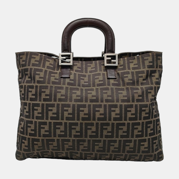 Authenticated pre-owned  Ff Tote Canvas Brown - Top Handle Bag at Looply