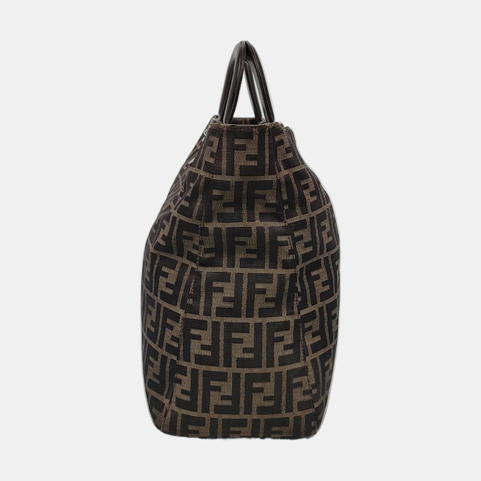 Authenticated pre-owned  Ff Tote Canvas Brown - Top Handle Bag at Looply