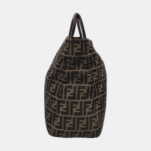 Authenticated pre-owned  Ff Tote Canvas Brown - Top Handle Bag at Looply
