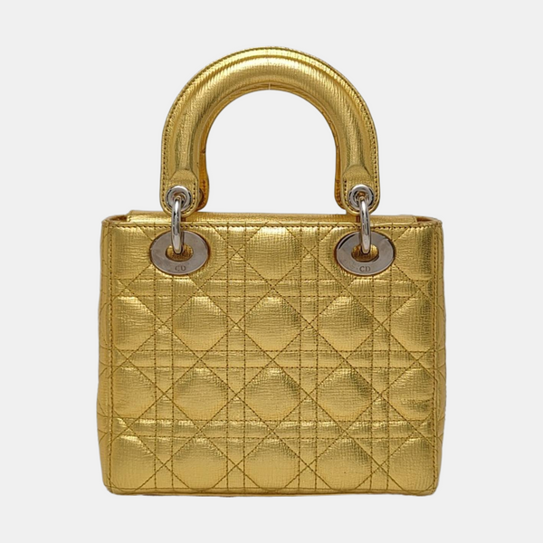 Authenticated pre-owned  Lady Dior Small Calfskin Gold - Shoulder Bag at Looply