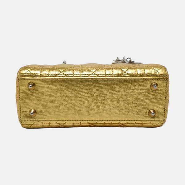 Authenticated pre-owned  Lady Dior Small Calfskin Gold - Shoulder Bag at Looply