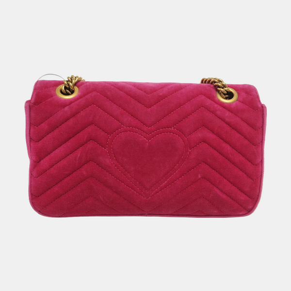 Authenticated pre-owned  GG Marmont Medium Velvet Pink - Shoulder Bag at Looply