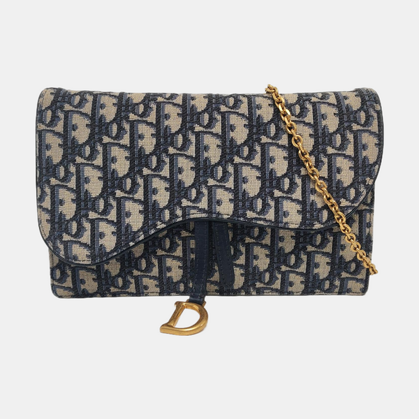 Authenticated pre-owned  Saddle Medium Oblique Canvas Blue - Shoulder Bag at Looply