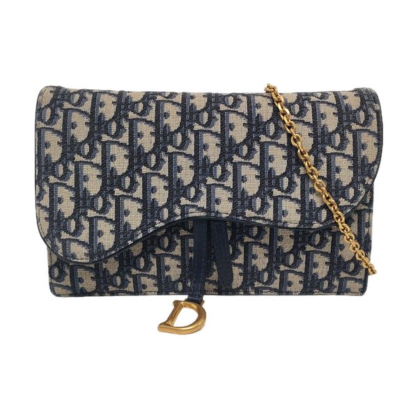 Authenticated pre-owned  Saddle Medium Oblique Canvas Blue - Shoulder Bag at Looply