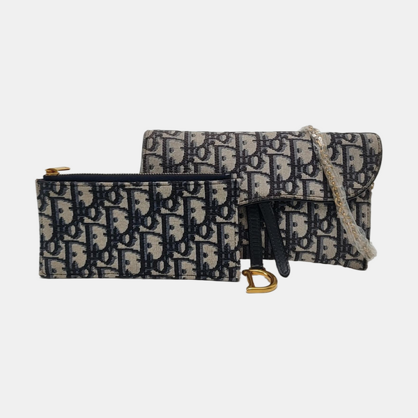 Authenticated pre-owned  Saddle Small Oblique Canvas Blue - Shoulder Bag at Looply