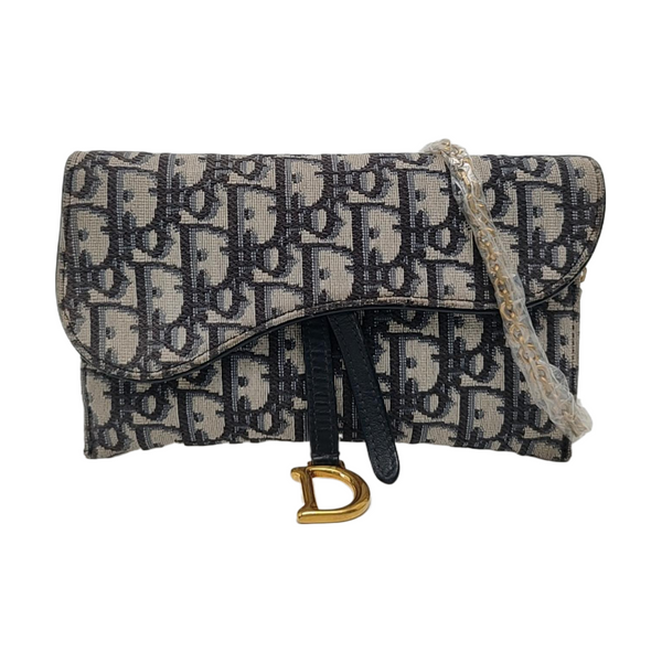 Authenticated pre-owned  Saddle Small Oblique Canvas Blue - Shoulder Bag at Looply