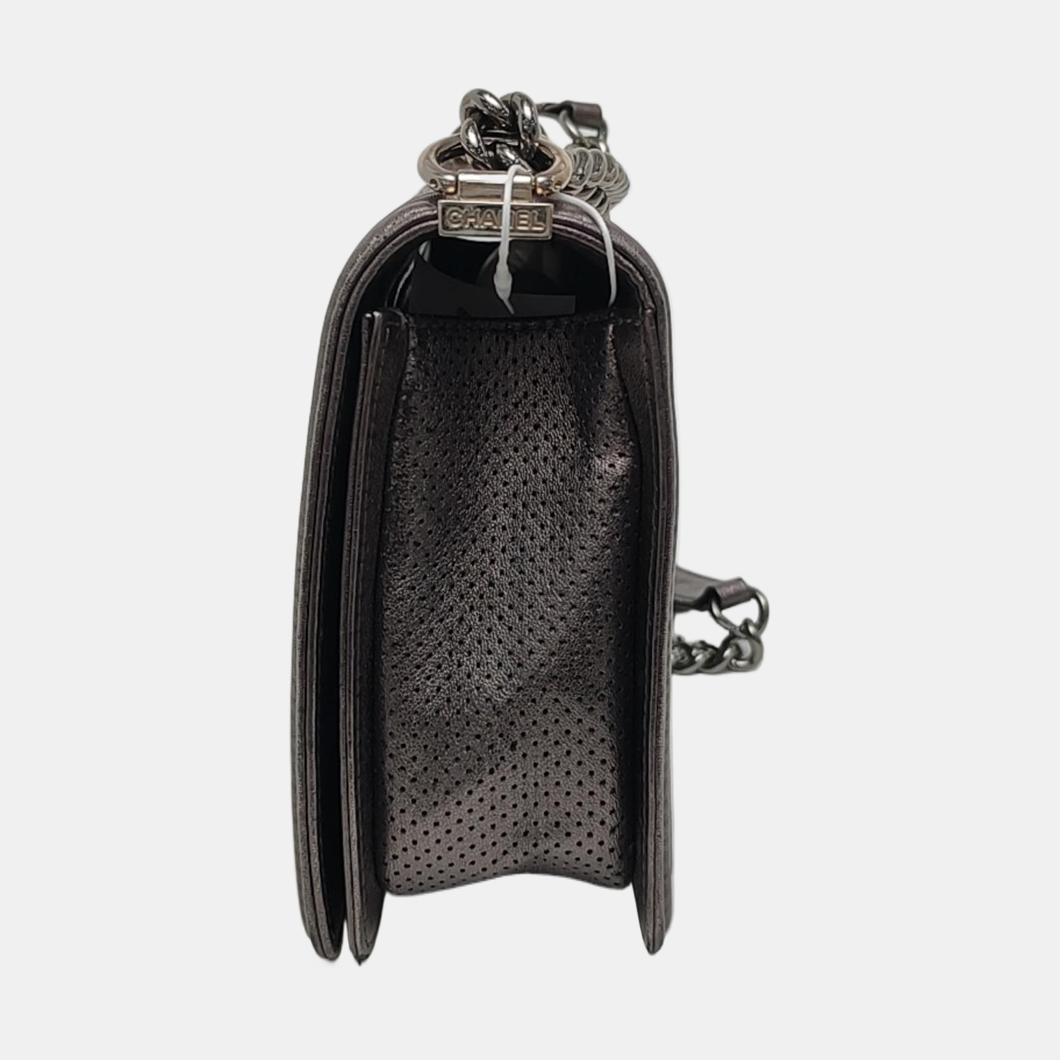 Authenticated pre-owned  Boy Chanel Large Quilted Lambskin Gray - Crossbody Bag at Looply