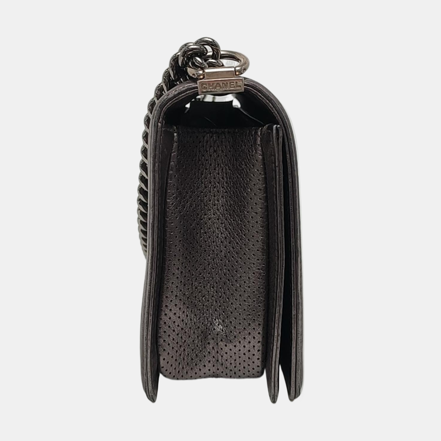 Authenticated pre-owned  Boy Chanel Large Quilted Lambskin Gray - Crossbody Bag at Looply