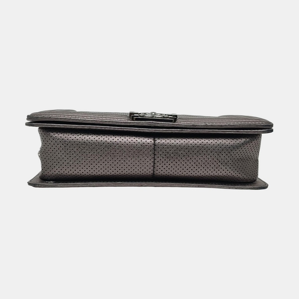 Authenticated pre-owned  Boy Chanel Large Quilted Lambskin Gray - Crossbody Bag at Looply