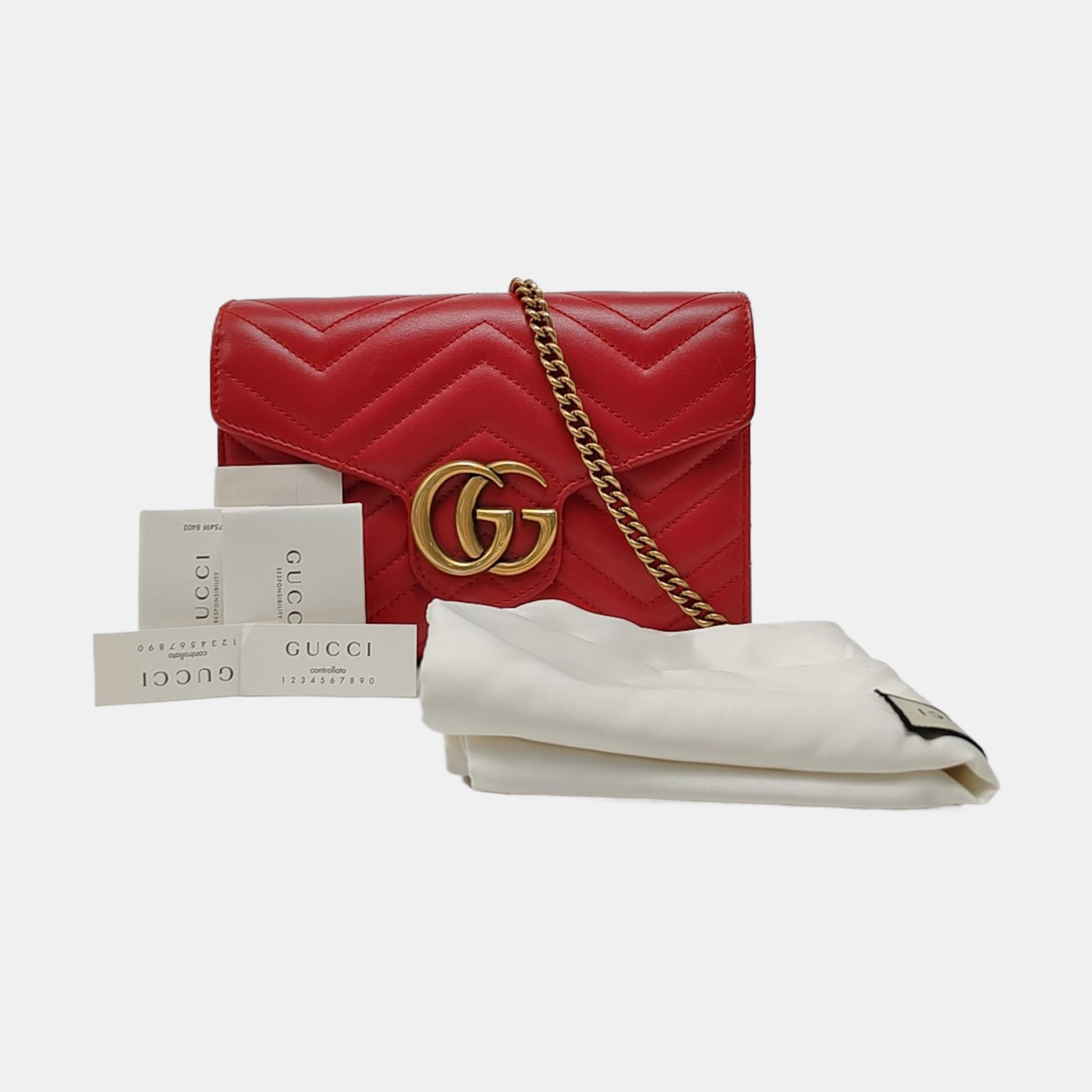 Authenticated pre-owned  GG Marmont Mini Calfskin Red - Shoulder Bag at Looply