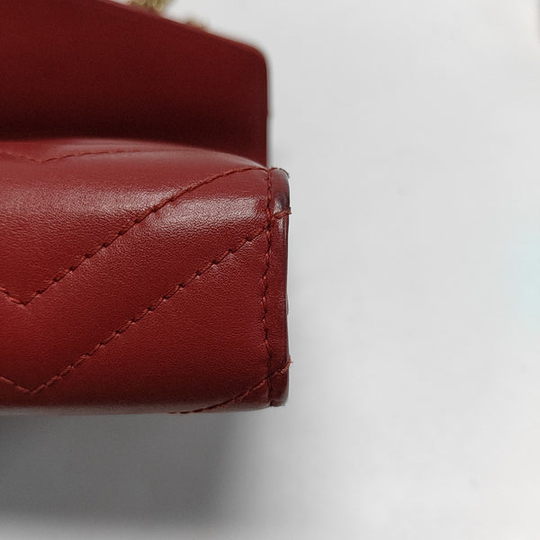 Authenticated pre-owned  GG Marmont Mini Calfskin Red - Shoulder Bag at Looply