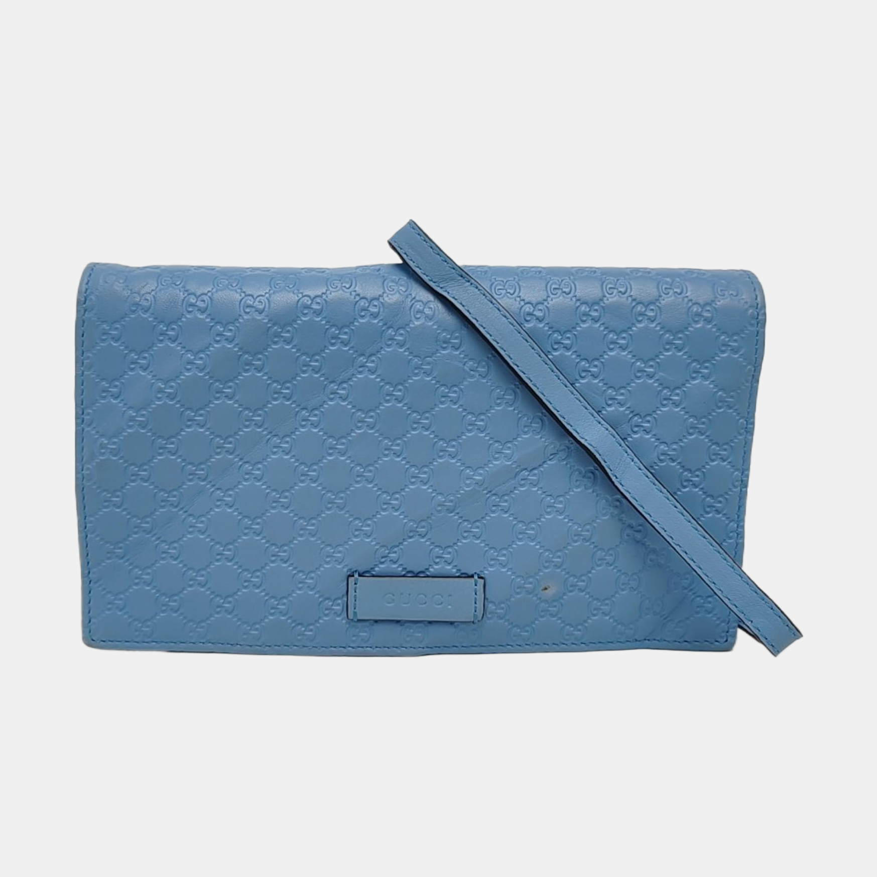 Authenticated pre-owned  Microguccissima Monogram Calfskin Blue - Shoulder Bag at Looply