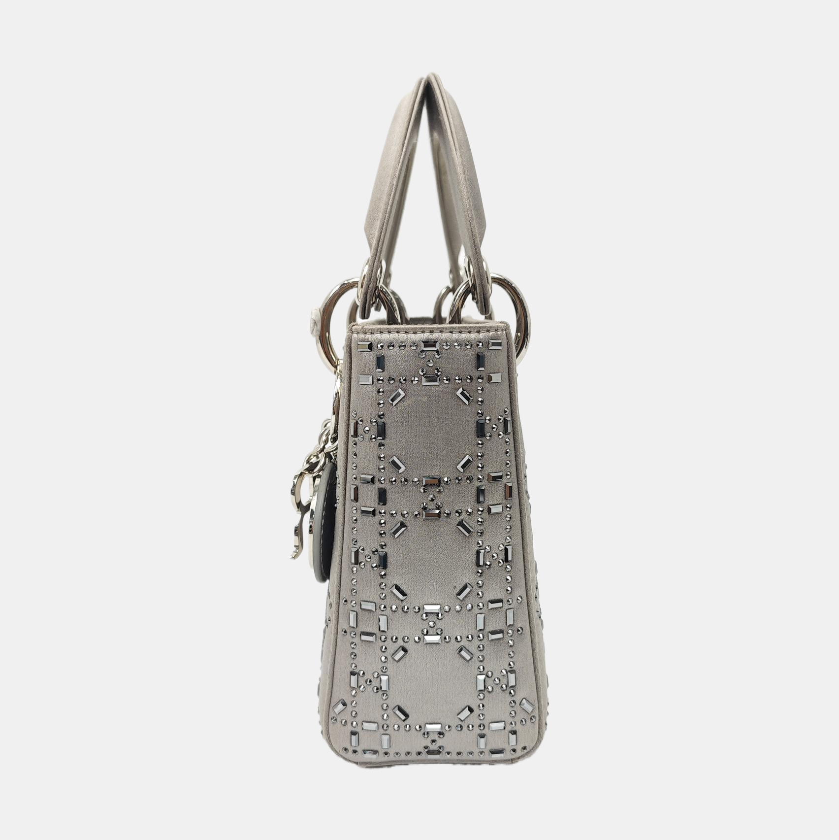 Authenticated pre-owned  Lady Dior Mini Silk Satin Gray - Shoulder Bag at Looply
