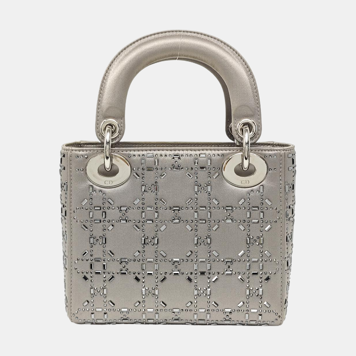 Authenticated pre-owned  Lady Dior Mini Silk Satin Gray - Shoulder Bag at Looply