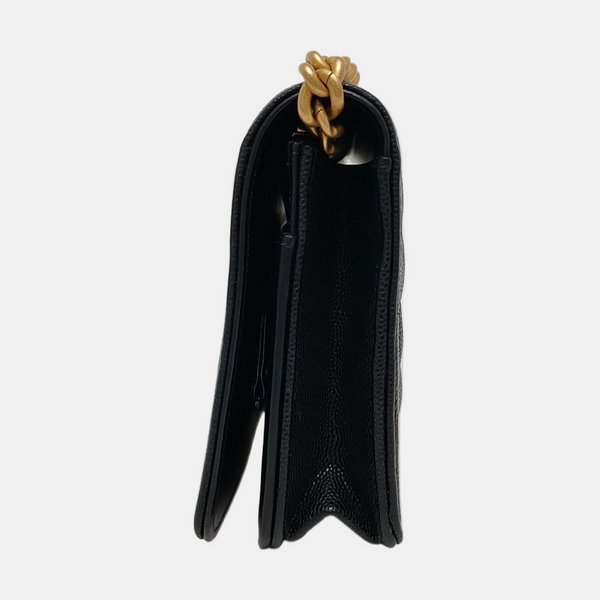 Authenticated pre-owned  Boy Chanel Quilted Grained Calfskin Black - Shoulder Bag at Looply