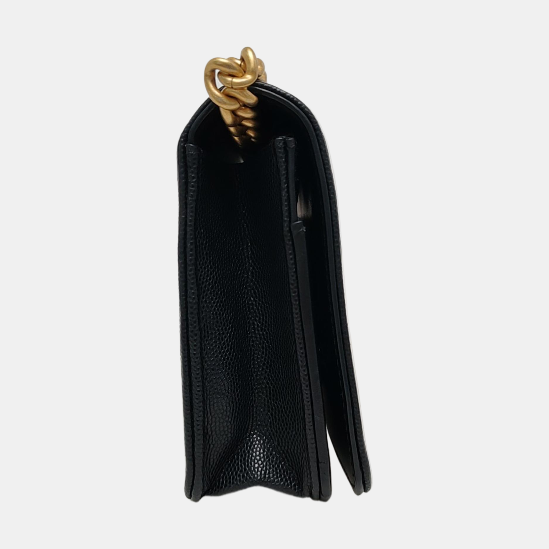 Authenticated pre-owned  Boy Chanel Quilted Grained Calfskin Black - Shoulder Bag at Looply