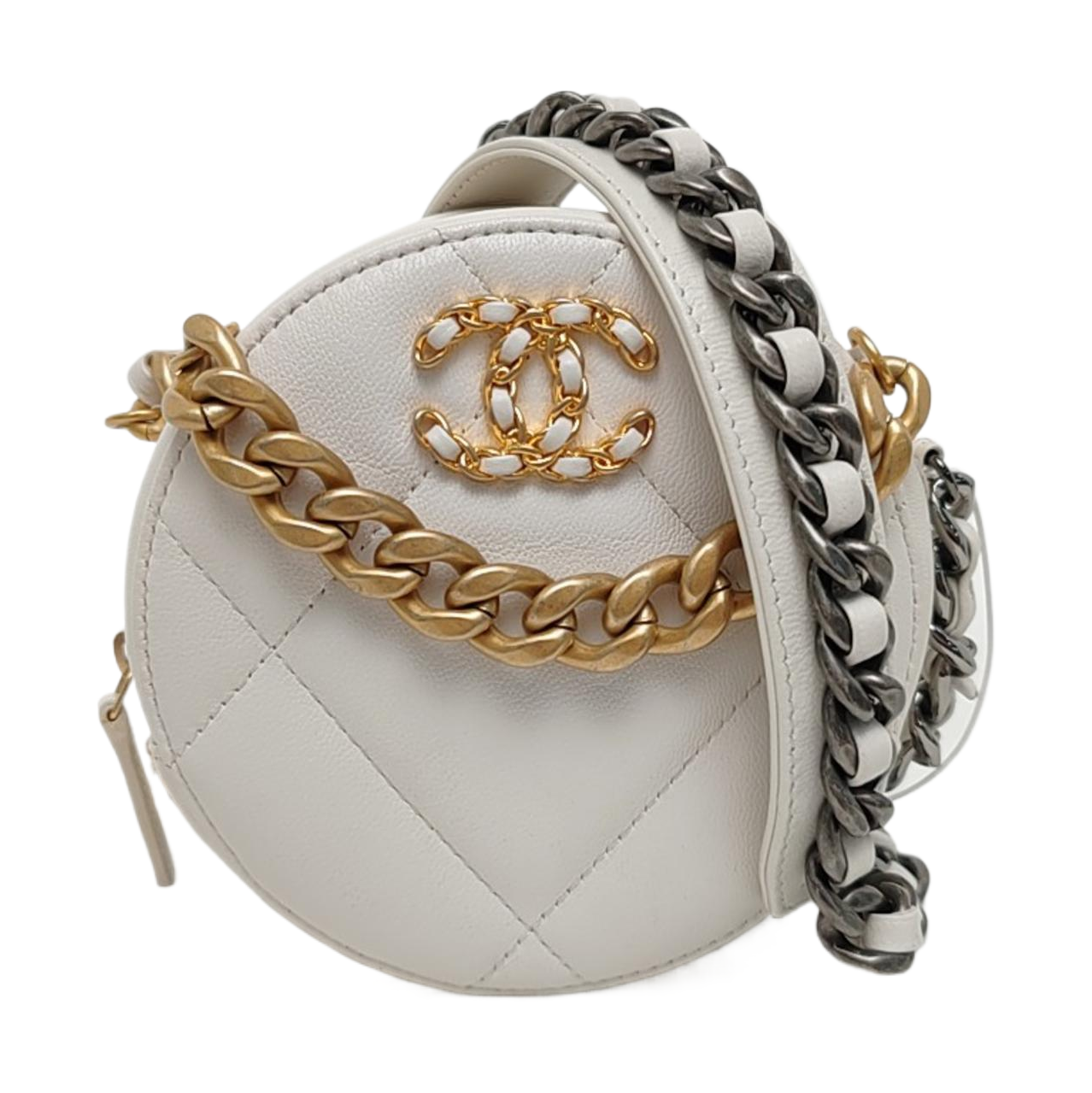 Authenticated pre-owned  Chanel 19 Quilted Lambskin White - Shoulder Bag at Looply