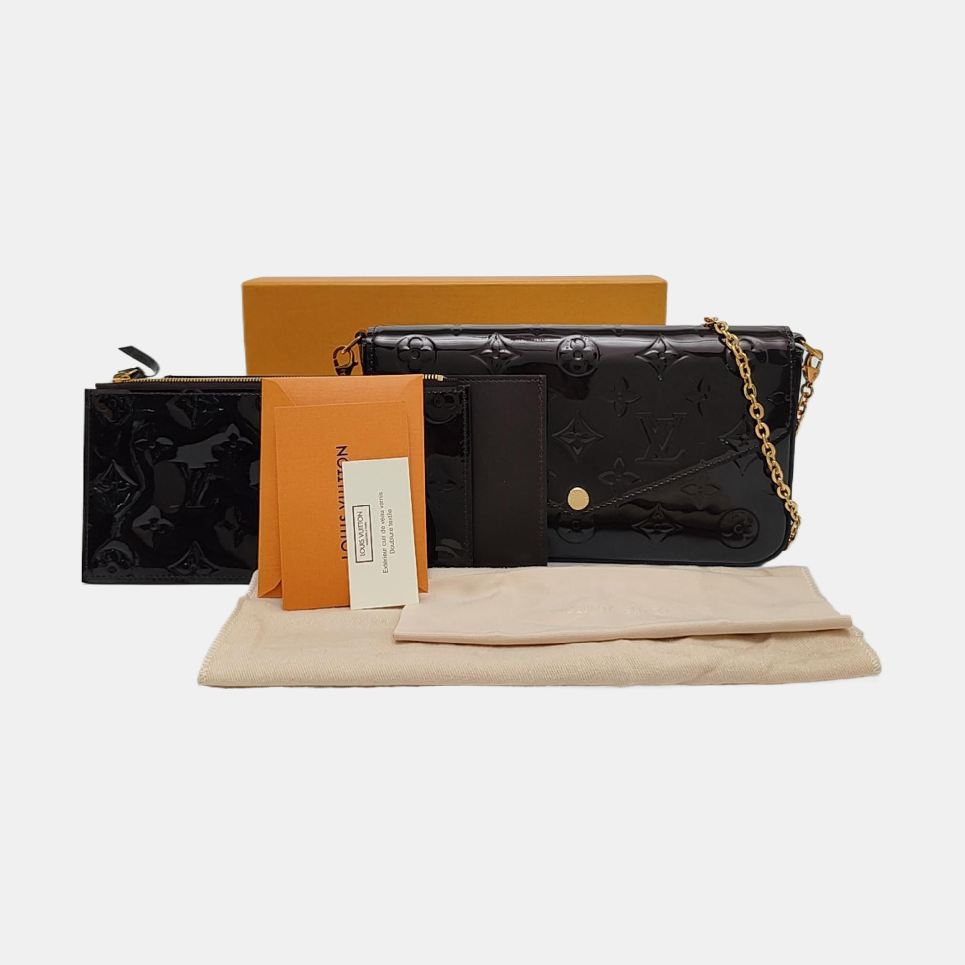 Authenticated pre-owned  Félicie Monogram Patent Leather Brown - Shoulder Bag at Looply
