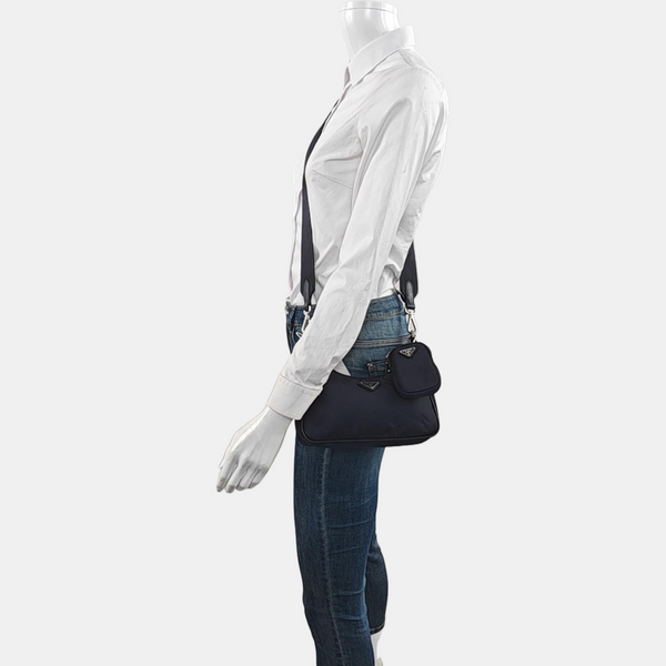 Authenticated pre-owned  Re-edition Mini Nylon Blue - Shoulder Bag at Looply