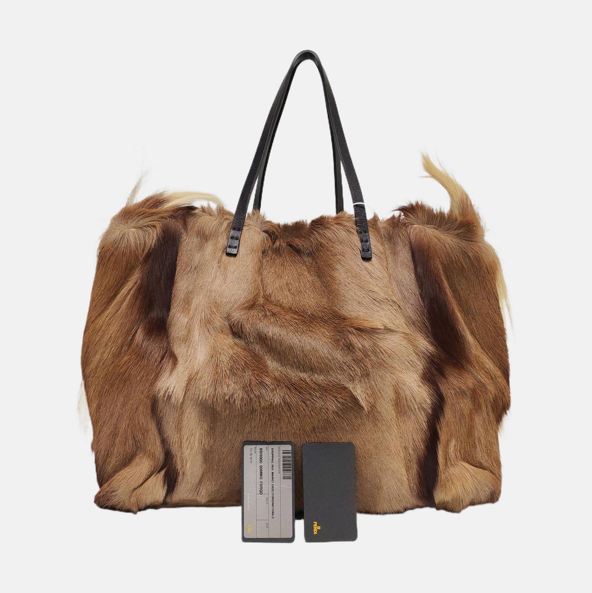 Fur Top Handle Bag Brown