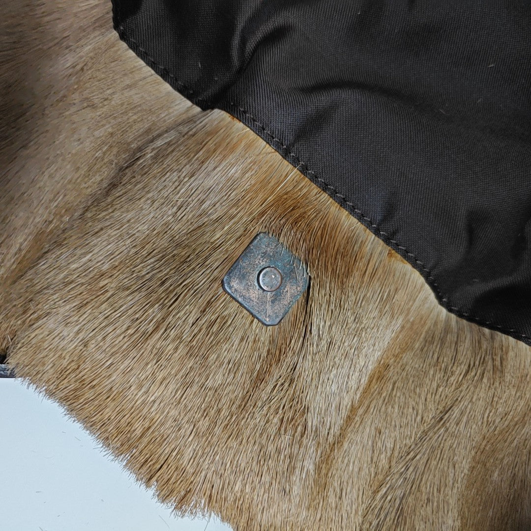 Fur Top Handle Bag Brown