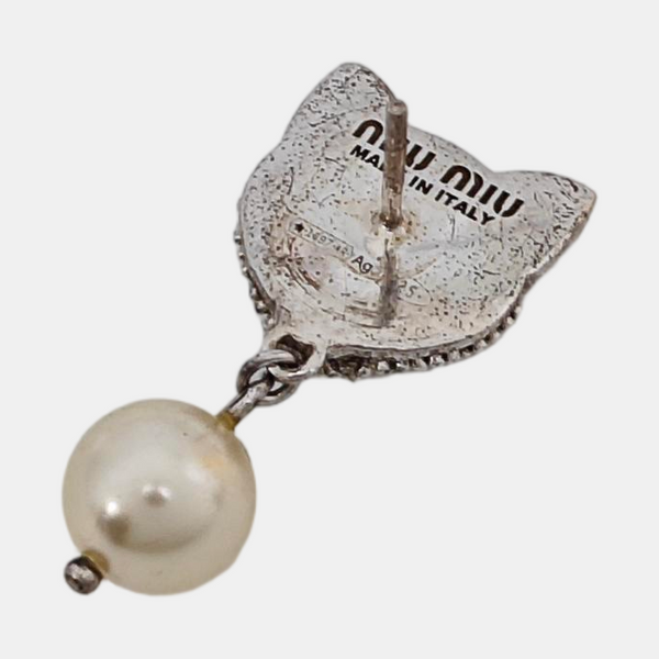 Pendiente de Plata de Ley 925 con Cristal Sintético y Perla Falsa