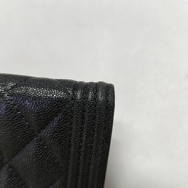 Authenticated pre-owned  Boy Chanel Quilted Grained Calfskin Black Card Holder - Card Holder at Looply