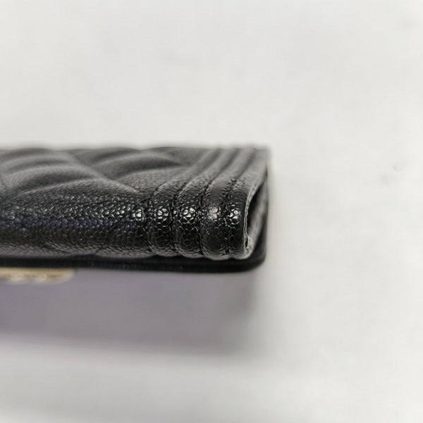 Authenticated pre-owned  Boy Chanel Quilted Grained Calfskin Black Card Holder - Card Holder at Looply