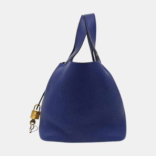 Authenticated pre-owned  Picotin Lock 18 Clemence Blue - Top Handle Bag at Looply