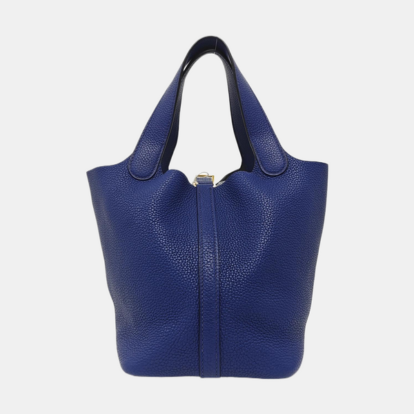Authenticated pre-owned  Picotin Lock 18 Clemence Blue - Top Handle Bag at Looply