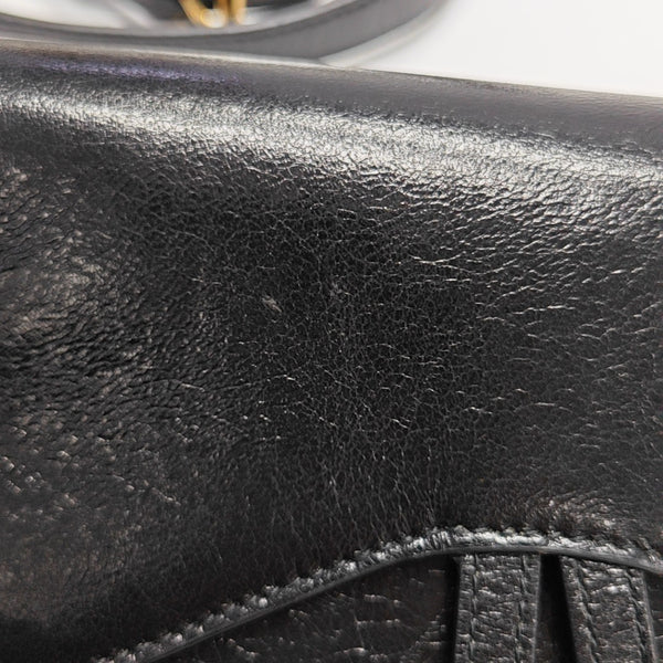 Authenticated pre-owned  Saddle Calfskin Black - Belt Bag at Looply