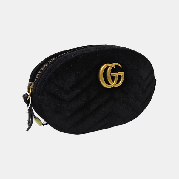 Authenticated pre-owned  GG Marmont Velvet Black - Belt Bag at Looply