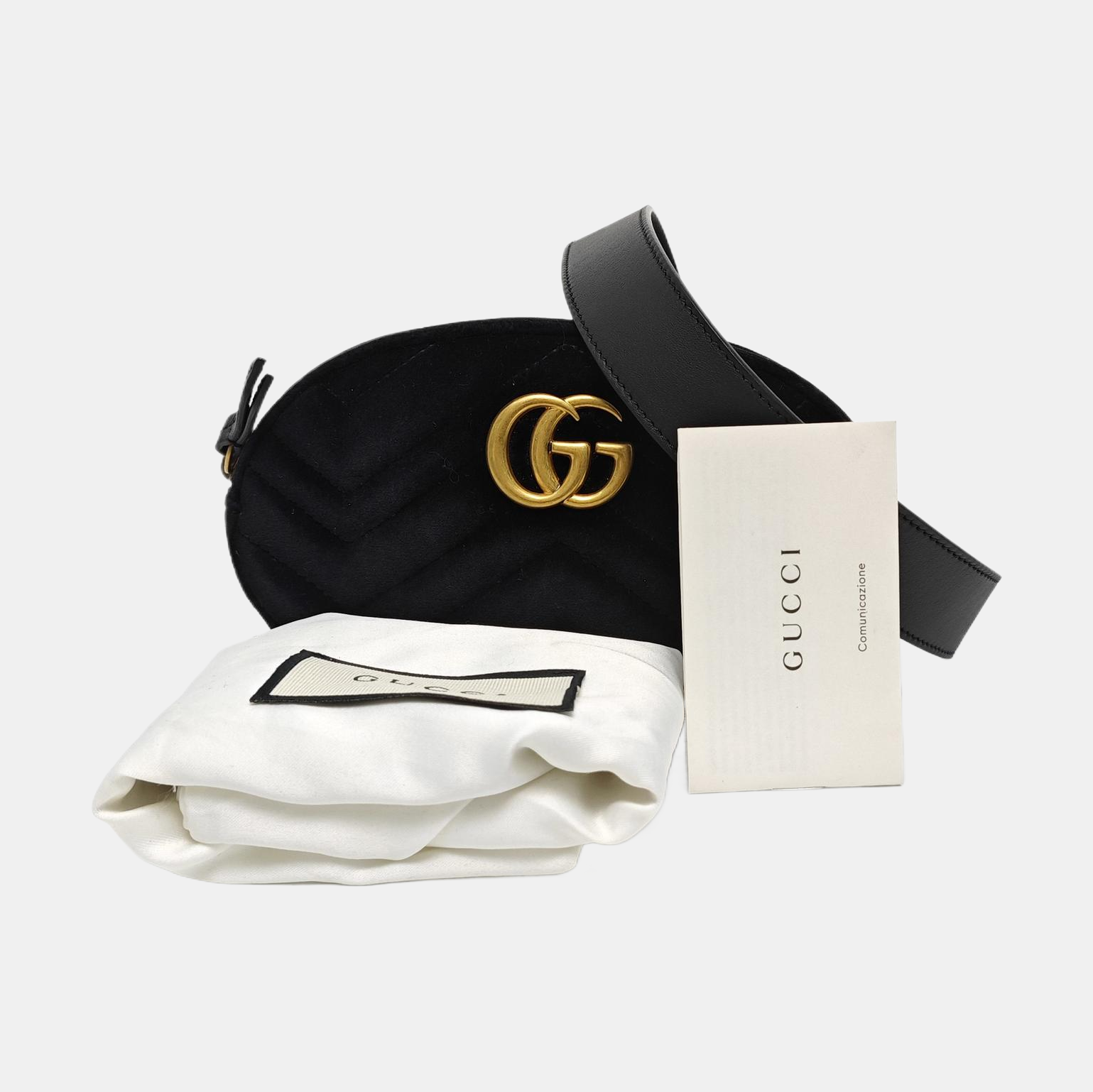 Authenticated pre-owned  GG Marmont Velvet Black - Belt Bag at Looply