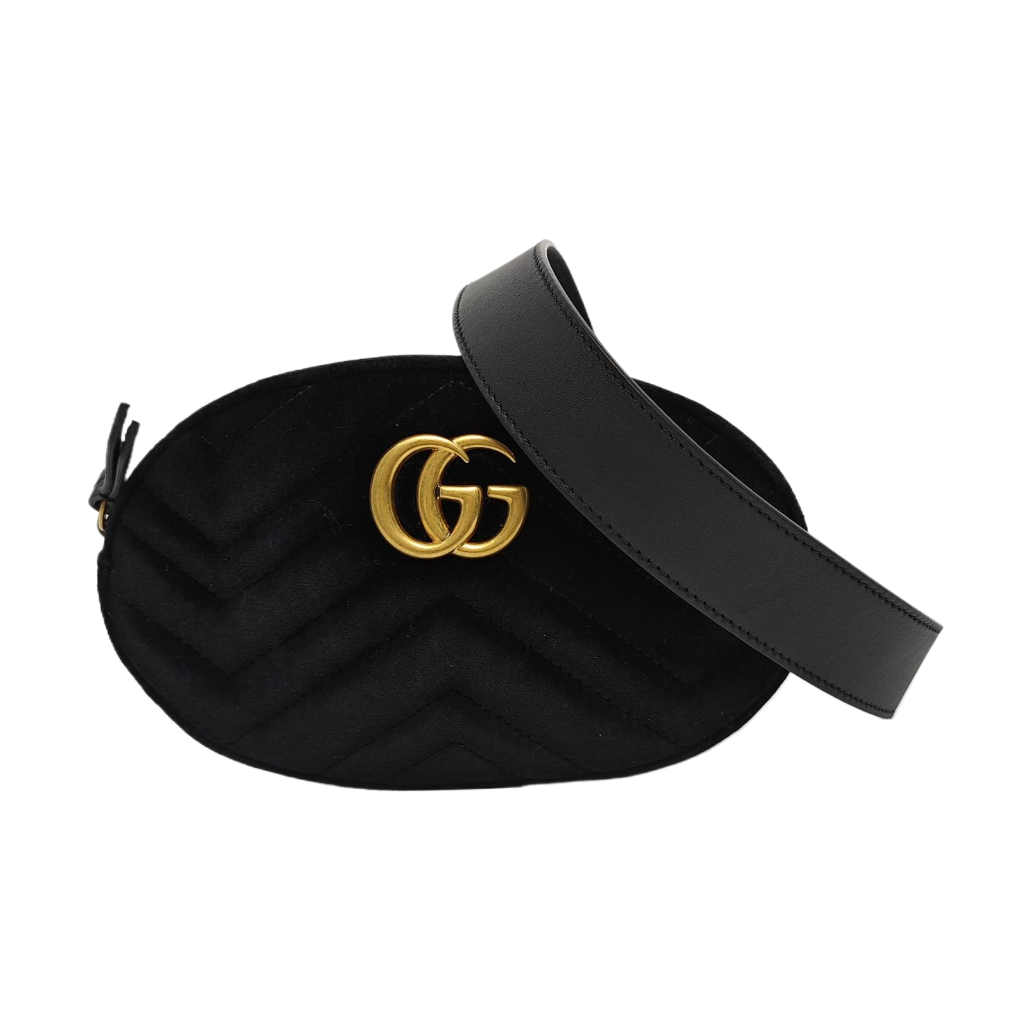 Authenticated pre-owned  GG Marmont Velvet Black - Belt Bag at Looply