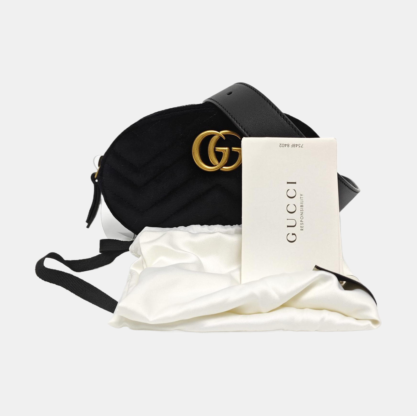 Authenticated pre-owned  GG Marmont Velvet Black - Belt Bag at Looply