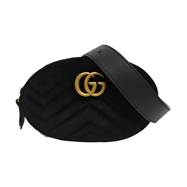 Authenticated pre-owned  GG Marmont Velvet Black - Belt Bag at Looply